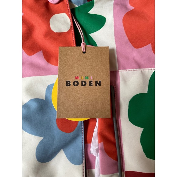 Boden Pink All Weather Waterproof Jacket Multicolor Flower 9-10Y New With Tag - Picture 4 of 4